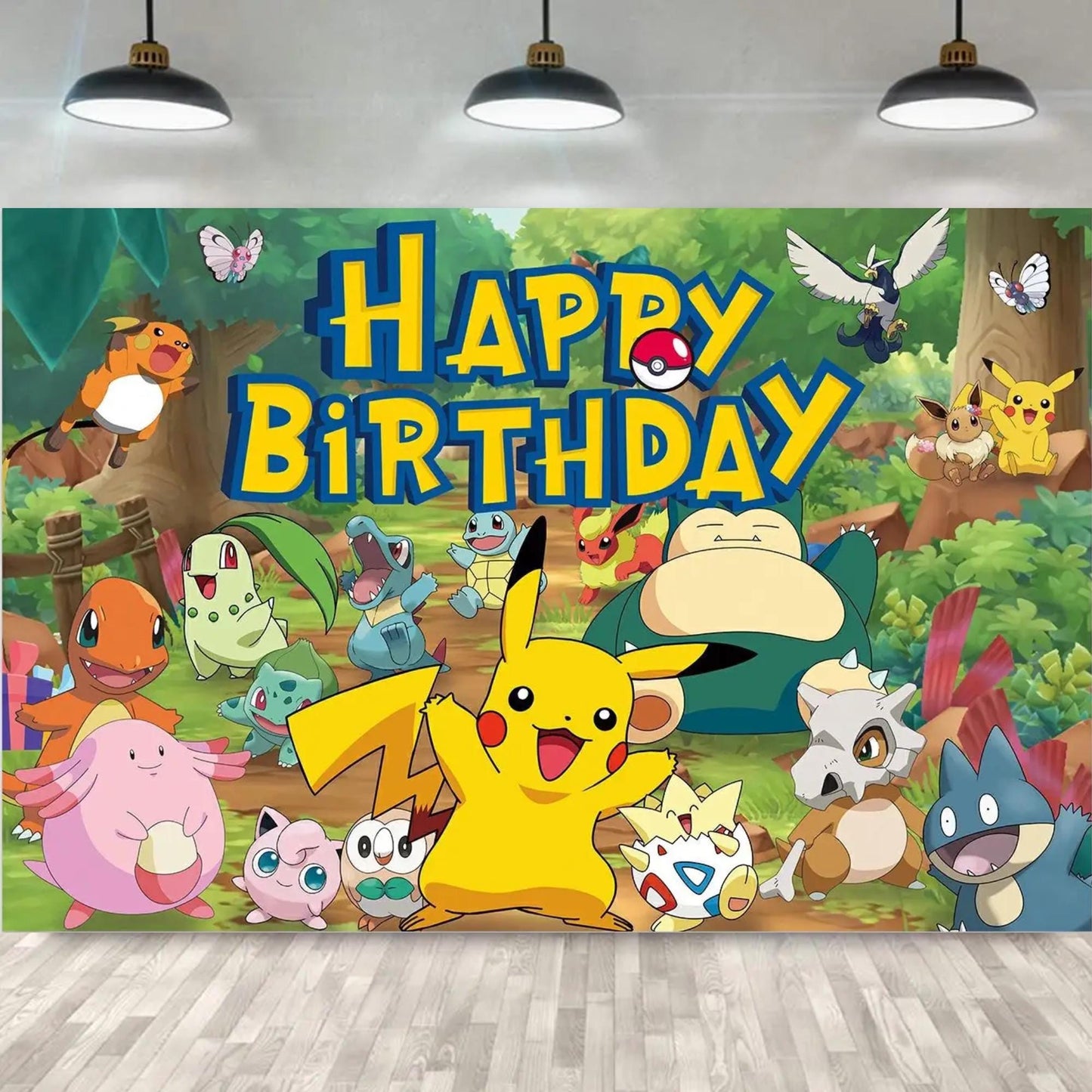 Pokemon Birthday Backdrop: Pikachu & Friends Party Decoration (3x5 ft) with Fast Shipping