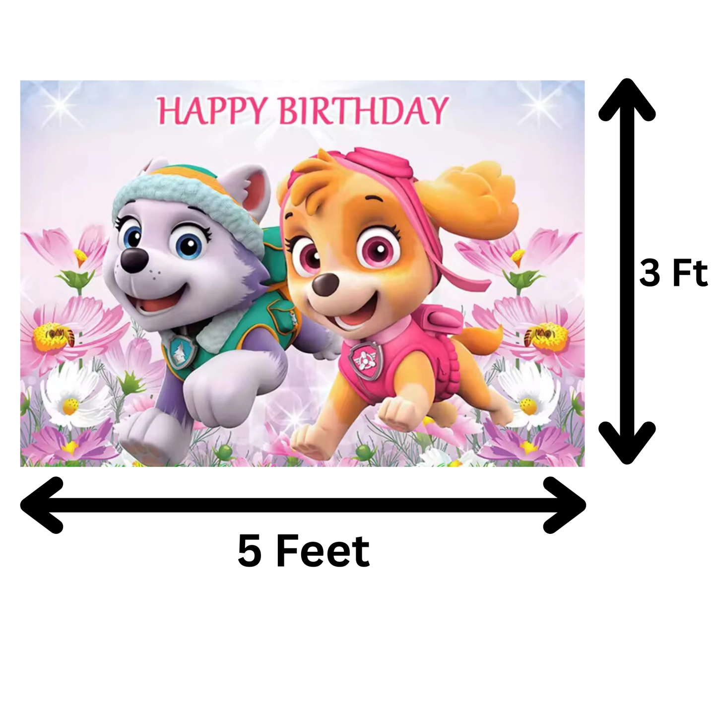 Paw Patrol Skye & Everest Backdrop 3x5 ft – Kids Birthday Party Photo Background Banner Fast Shipping