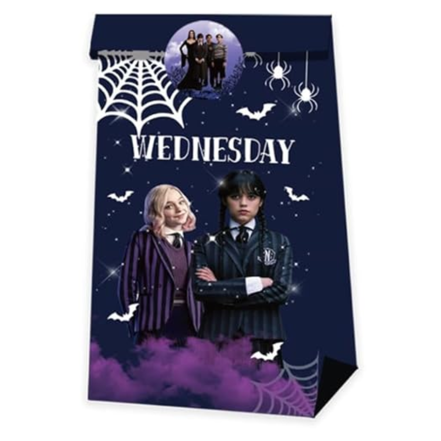 Wednesday Addams Goodie Bags with Stickers – 20 Pack Party Favor Bags | 8 Double-Sided Designs + 27 Stickers | Gothic Halloween Birthday Party Supplies