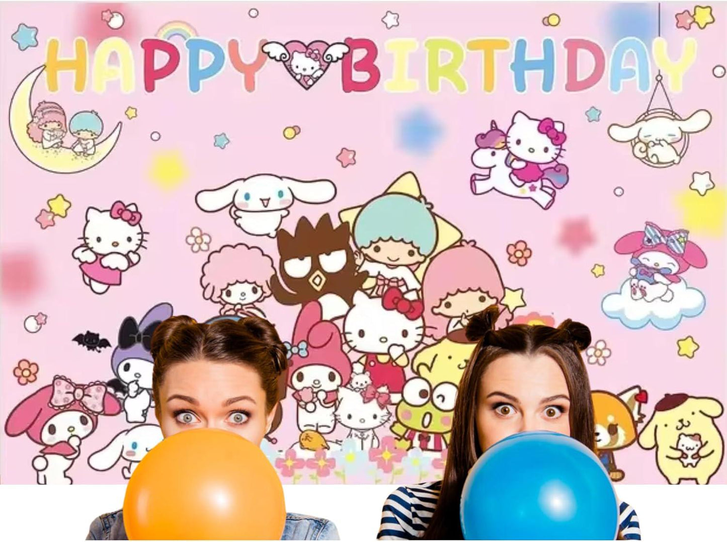 Hello Kitty Cartoon Kids Pink Party Photo Backdrop Decoration 5 x 3 Foot Size with Fast Shipping