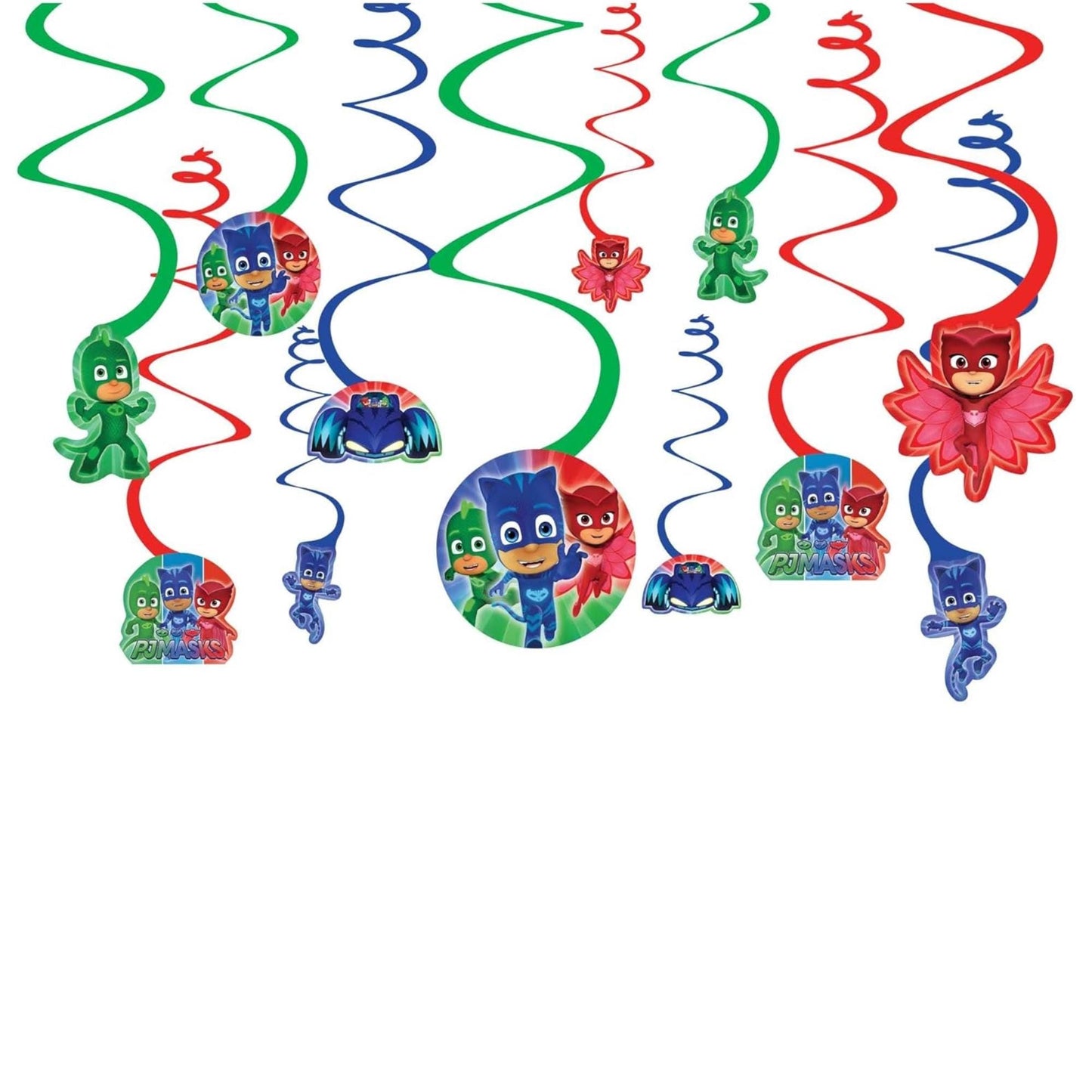 PJ Masks Birthday Party Banner & Hanging Swirls Decoration