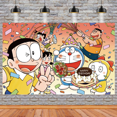 Doraemon Birthday Party Backdrop Cartoon Theme Banner (5x3 ft) with Fast Shipping
