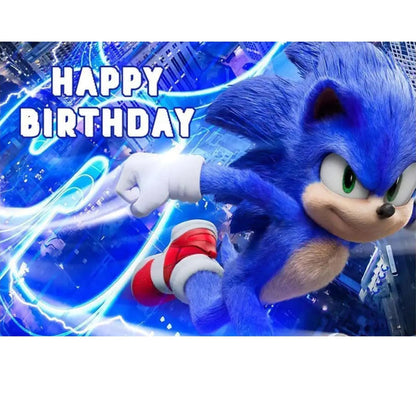 Sonic The Hedgehog Birthday Party Backdrop 5x3 Foot Banner Decoration Fast Shipping Available