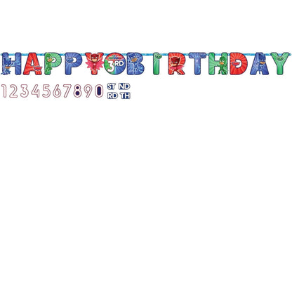 PJ Masks Birthday Party Banner & Hanging Swirls Decoration