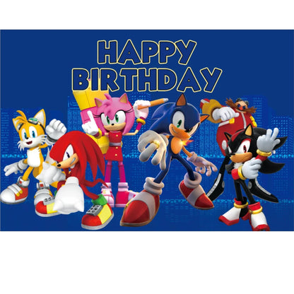 Sonic The Hedgehog Birthday Party Backdrop 5x3 Foot Banner Decoration Fast Shipping Available