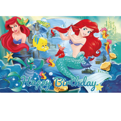 Little Mermaid Birthday Backdrop: Ariel Party Decoration (3x5 Foot) Fast Shipping Available