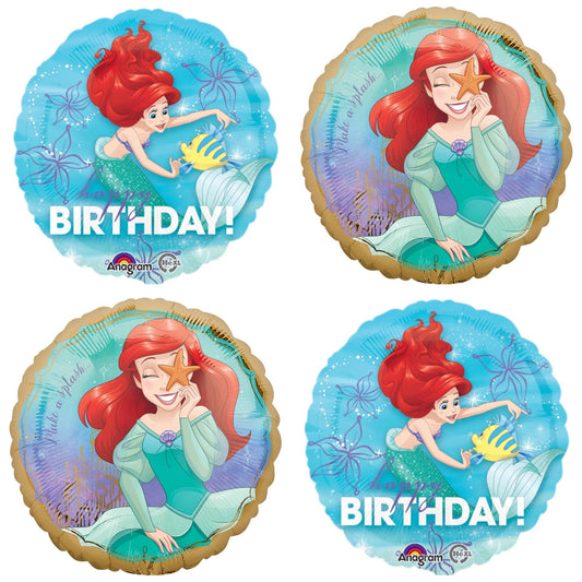Ariel Balloons: Little Mermaid 18-Inch Party Decoration, Set of 4