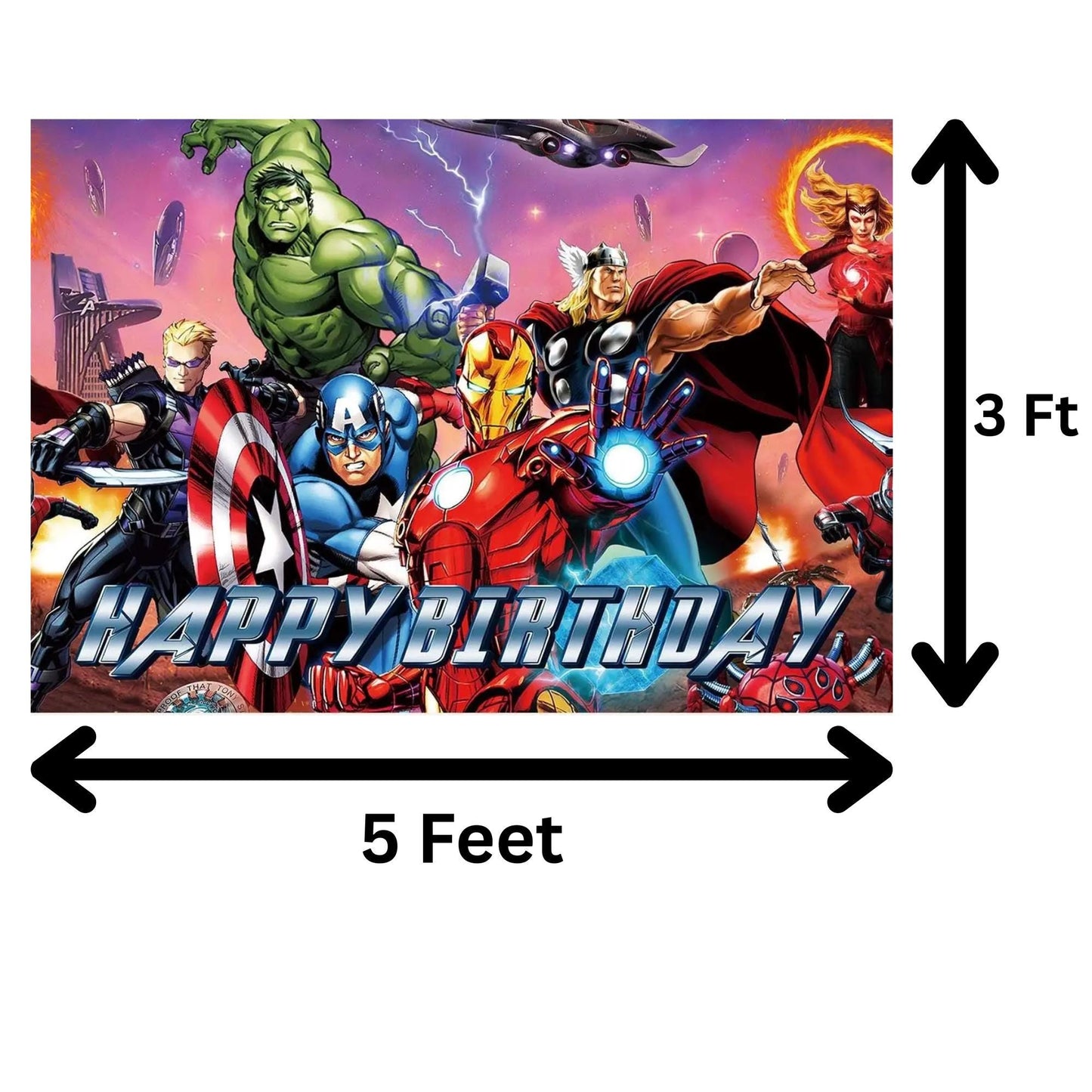 Avengers Superhero Birthday Party Photo Backdrop 5x3 Foot Banner Decoration with Fast Shipping