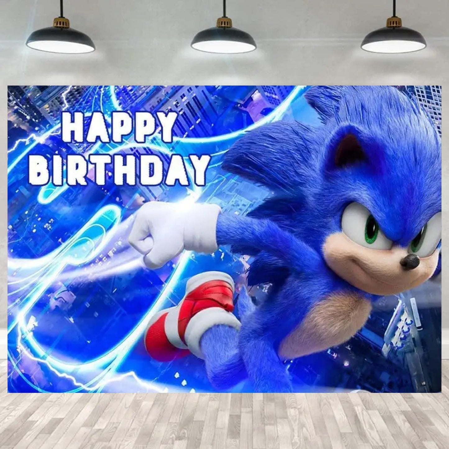 Sonic The Hedgehog Birthday Party Backdrop 5x3 Foot Banner Decoration Fast Shipping Available