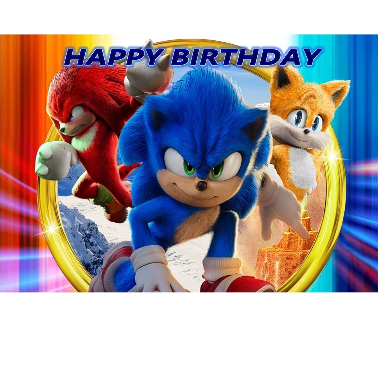Sonic The Hedgehog Birthday Party Backdrop 5x3 Foot Banner Decoration Featuring Sonic Knuckles and Tails Fast Shipping Available