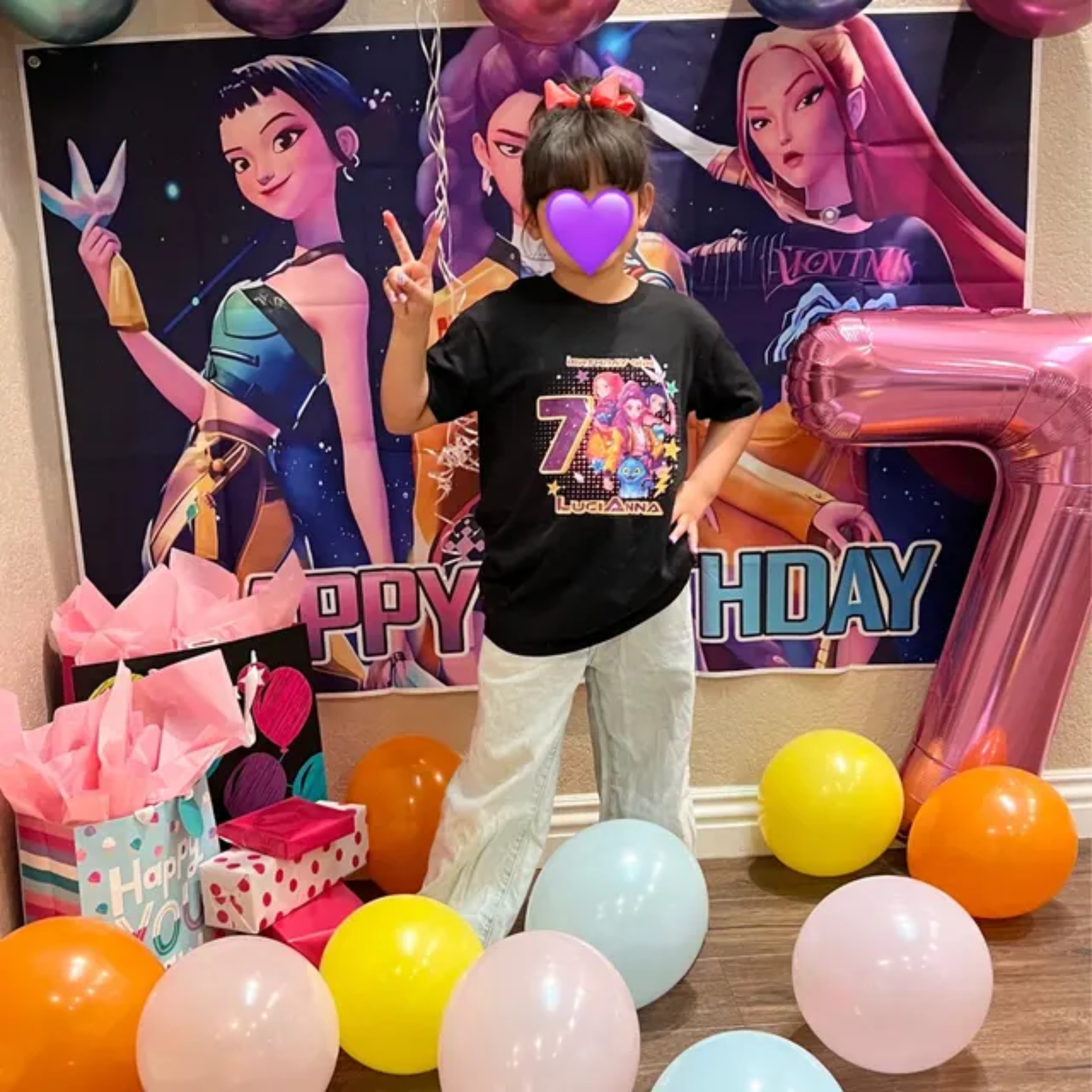 KPop Demon Hunters Birthday Party Backdrop, 3x5 Foot Banner with Fast Shipping