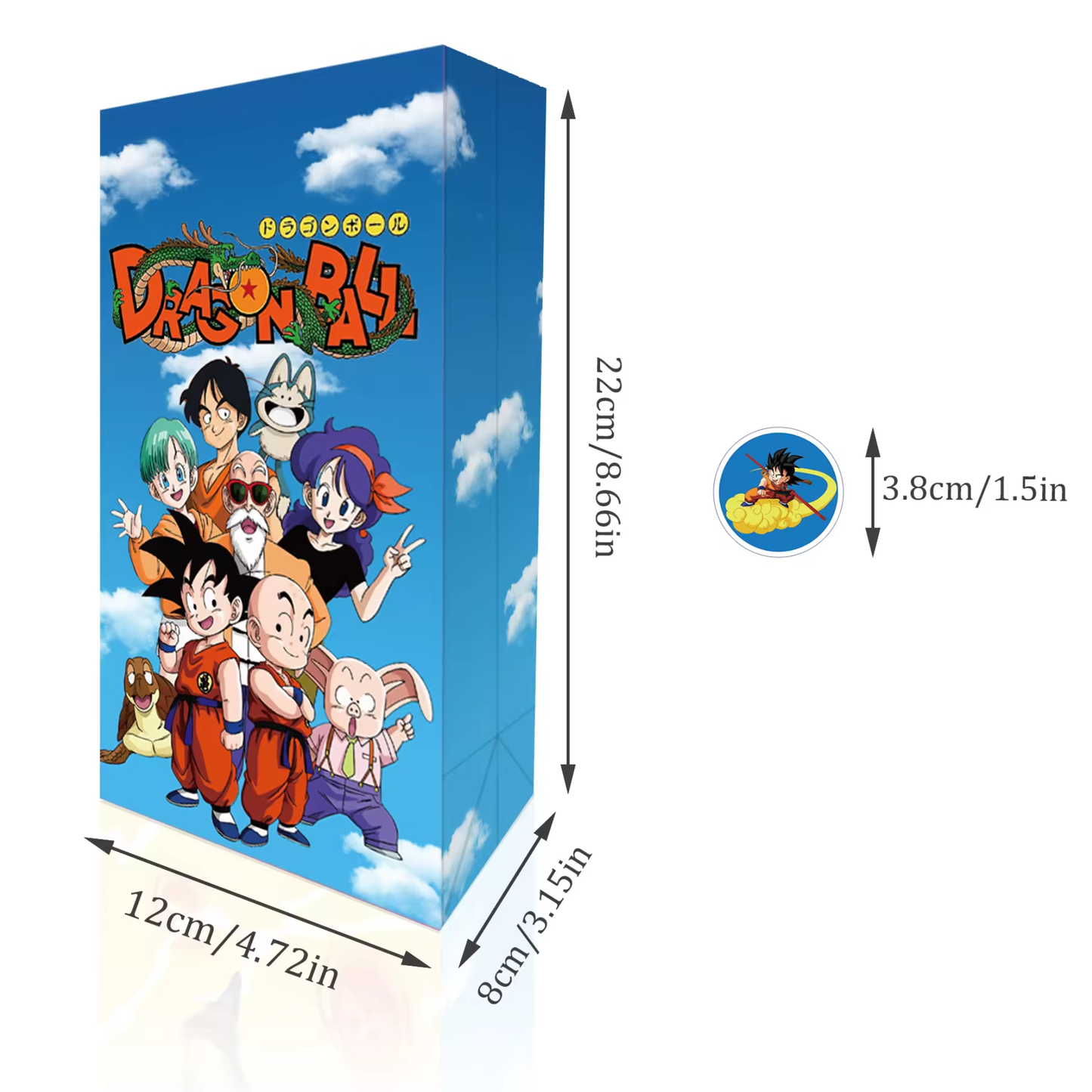 Dragon Ball Z Goodie Bags with Stickers – 12 Pack Party Favor Bags | Orange & Blue Double-Sided Designs | Anime Birthday Party Supplies