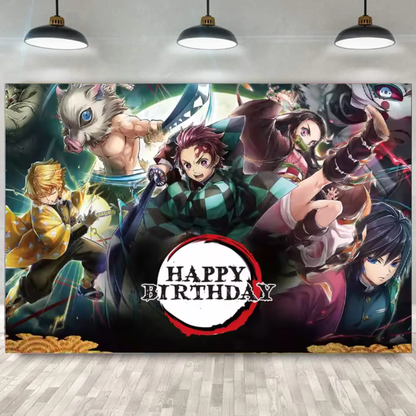 Demon Hunters Birthday Party Photo Backdrop Decoration 3x5 Foot Dark Happy Birthday Banner Fast Shipping