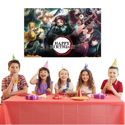 Demon Hunters Birthday Party Photo Backdrop Decoration 3x5 Foot Dark Happy Birthday Banner Fast Shipping