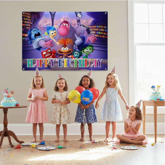 Inside Out 2 Birthday Party Backdrop, Kids Cartoon Theme (5x3 ft) Vinyl Banner with Fast Shipping