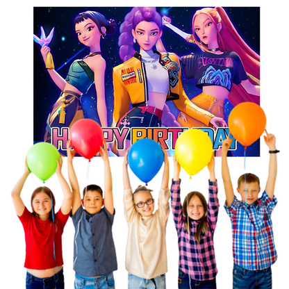 KPop Demon Hunters Birthday Party Backdrop, 3x5 Foot Banner with Fast Shipping