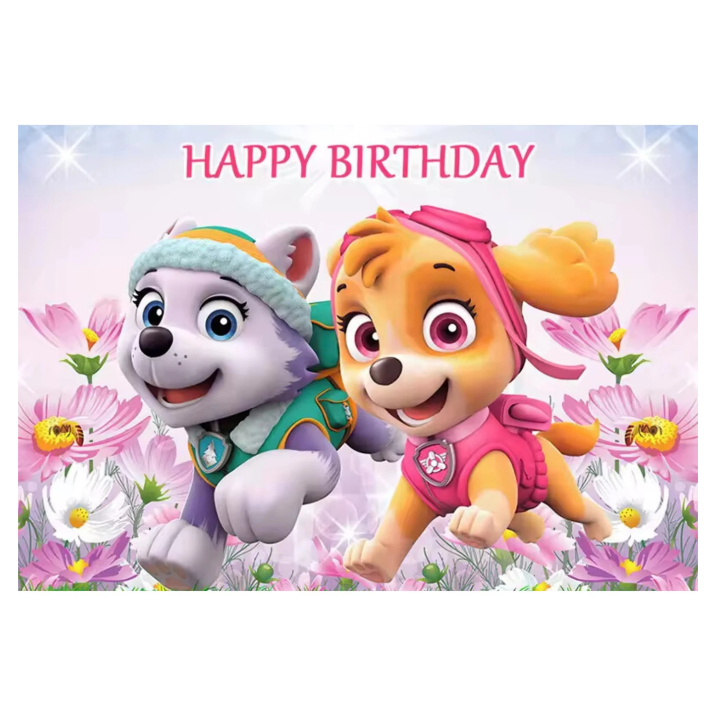 Paw Patrol Skye & Everest Backdrop 3x5 ft – Kids Birthday Party Photo Background Banner Fast Shipping