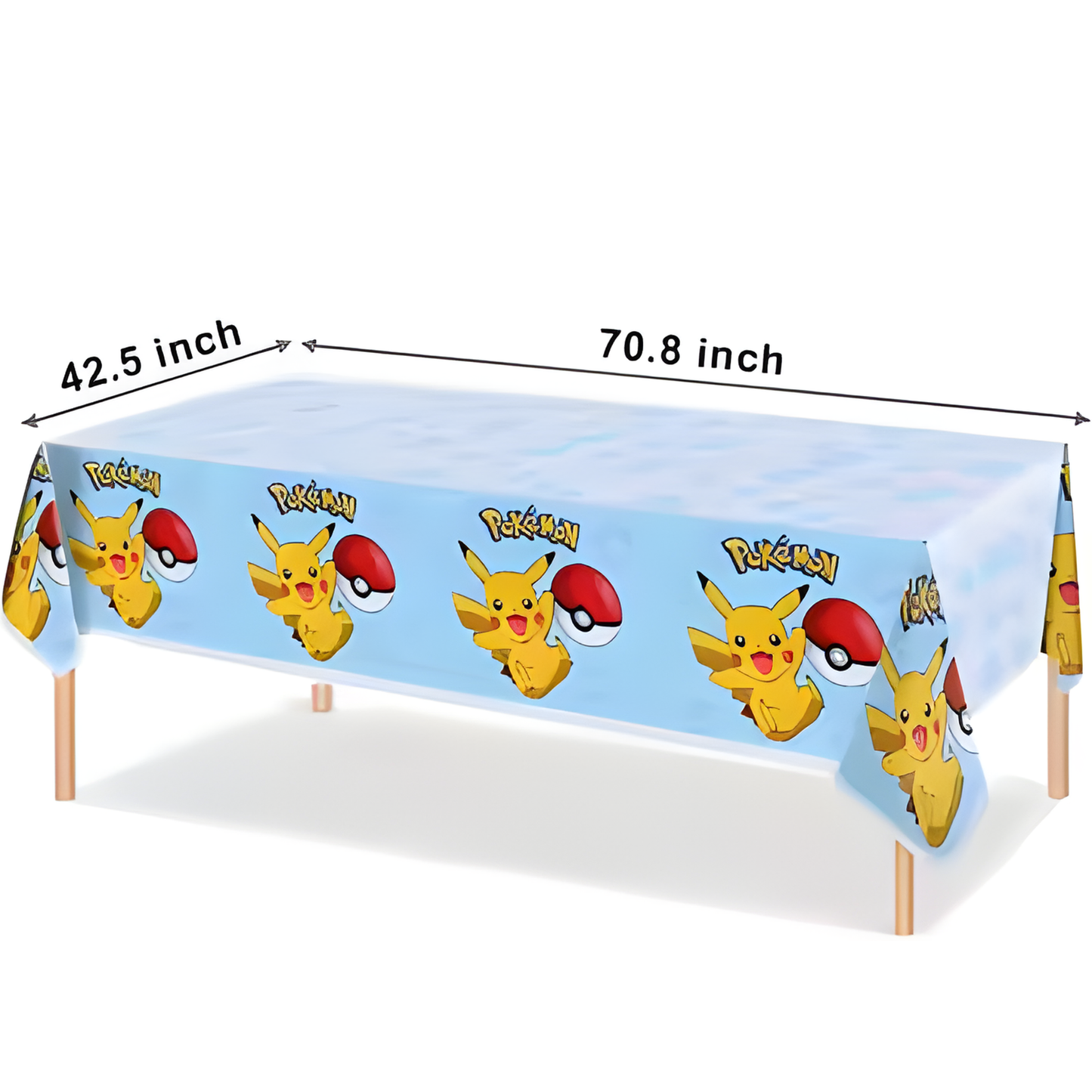 Pikachu Birthday Party Supplies Set – Pokemon Party Bundle | 20 Plates, 40 Napkins, Tablecloth & Cake Topper | Kids Pokemon Birthday Decorations