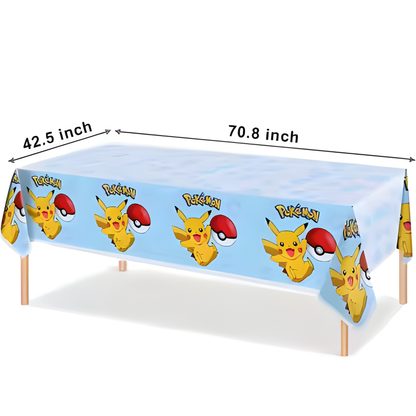 Pikachu Birthday Party Supplies Set – Pokemon Party Bundle | 20 Plates, 40 Napkins, Tablecloth & Cake Topper | Kids Pokemon Birthday Decorations