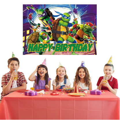 Teenage Mutant Ninja Turtles Happy Birthday Banner – 3x5 FT TMNT Party Backdrop Decoration