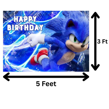 Sonic The Hedgehog Birthday Party Backdrop 5x3 Foot Banner Decoration Fast Shipping Available