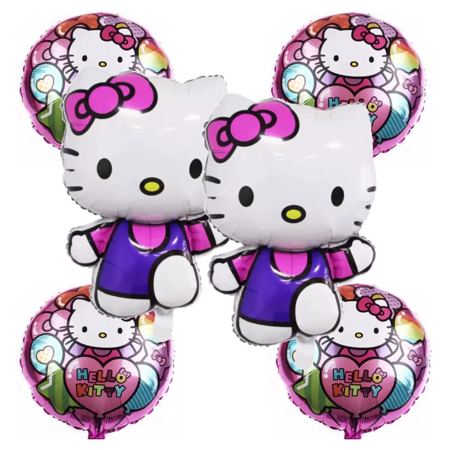 Hello Kitty Balloon Bouquet – 6 Pack 17" Party Balloons | Pink & Purple Hello Kitty Birthday Balloons