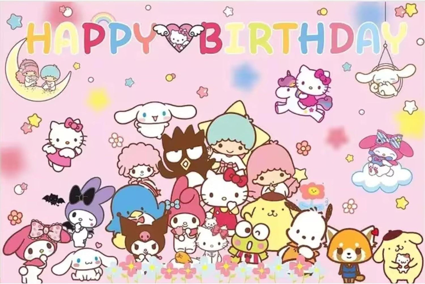 Hello Kitty Cartoon Kids Pink Party Photo Backdrop Decoration 5 x 3 Foot Size with Fast Shipping