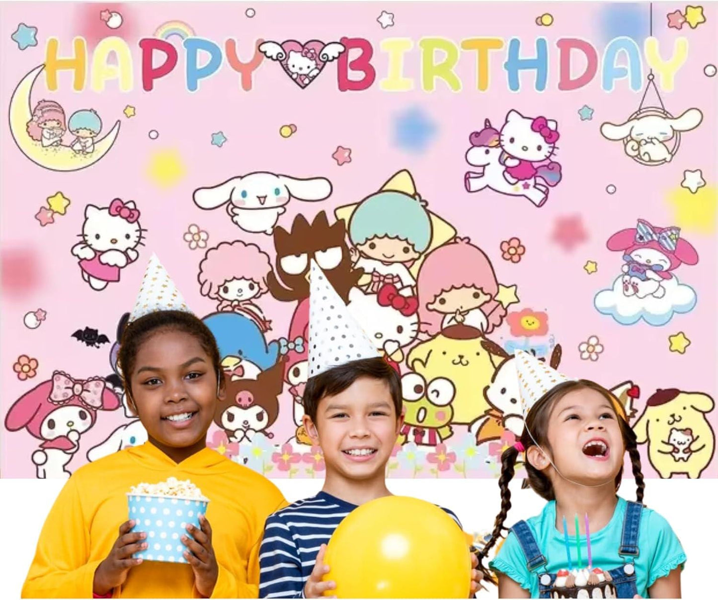 Hello Kitty Cartoon Kids Pink Party Photo Backdrop Decoration 5 x 3 Foot Size with Fast Shipping