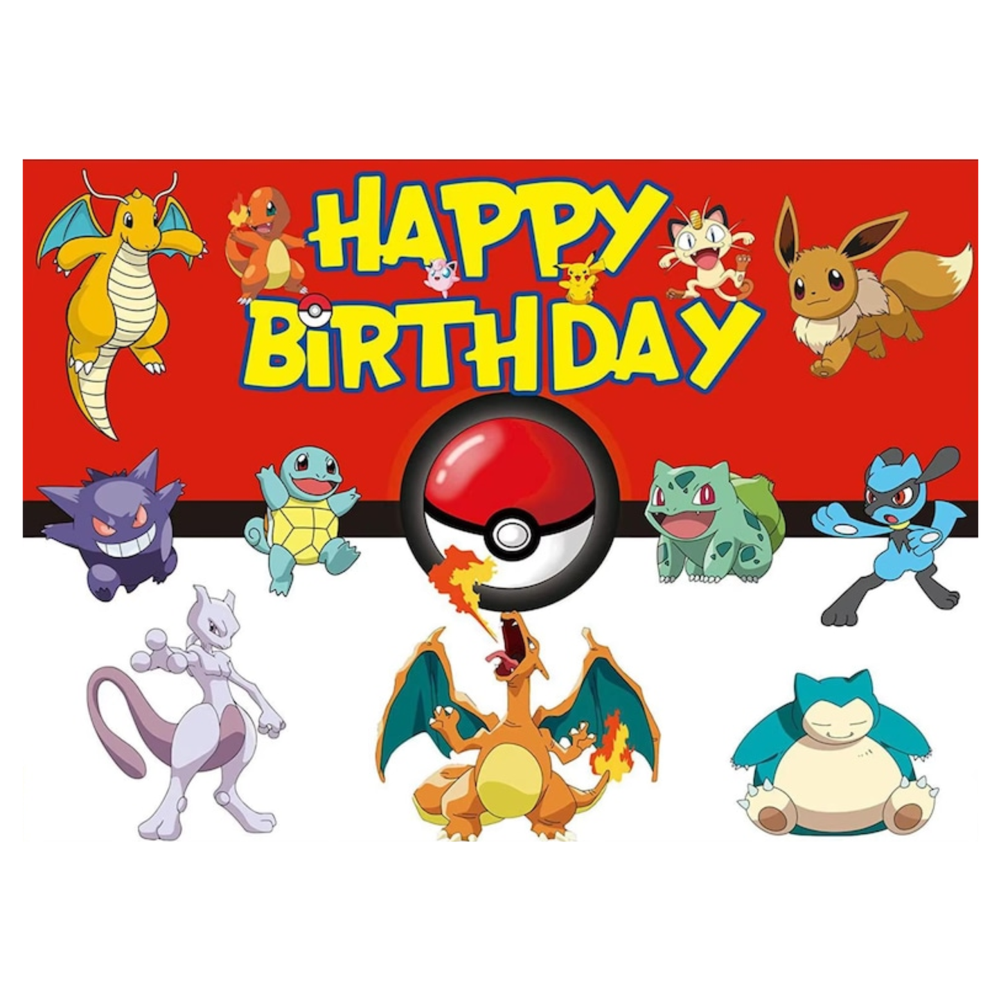 Pokemon Birthday Party Backdrop Decoration 3x5 Foot Red Pokeball Theme with Fast Shipping