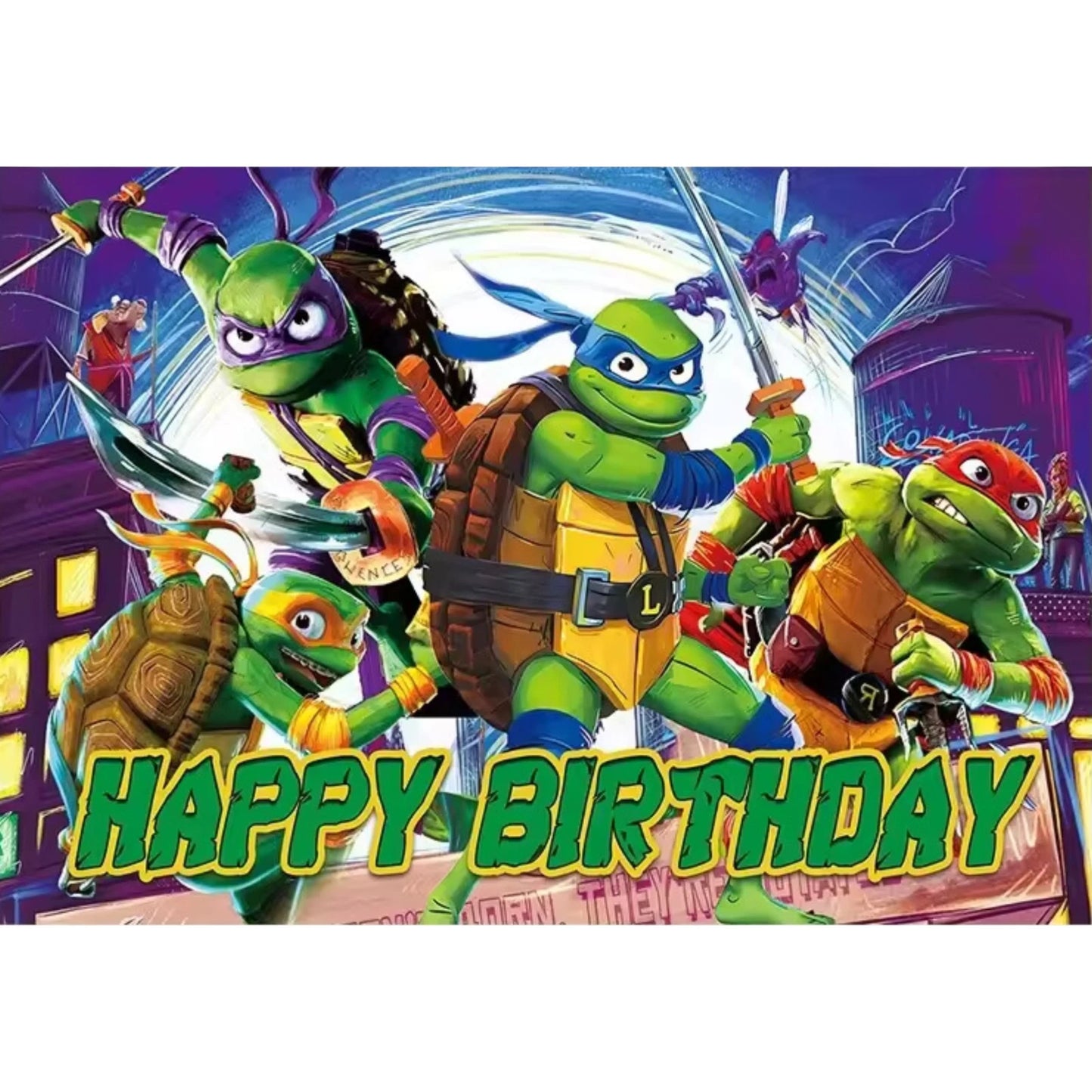 Teenage Mutant Ninja Turtles Happy Birthday Banner – 3x5 FT TMNT Party Backdrop Decoration